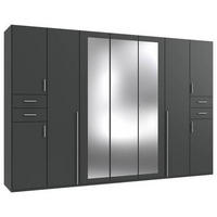 DREHTÜRENSCHRANK 313/208/58 cm 9-türig Graphitfarben  - Silberfarben/Graphitfarben, Basics, Holzwerkstoff (313/208/58cm) - MID.YOU