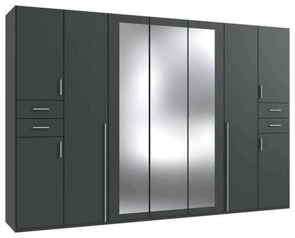 DREHTÜRENSCHRANK 313/208/58 cm 9-türig Graphitfarben  - Silberfarben/Graphitfarben, Basics, Holzwerkstoff (313/208/58cm) - MID.YOU