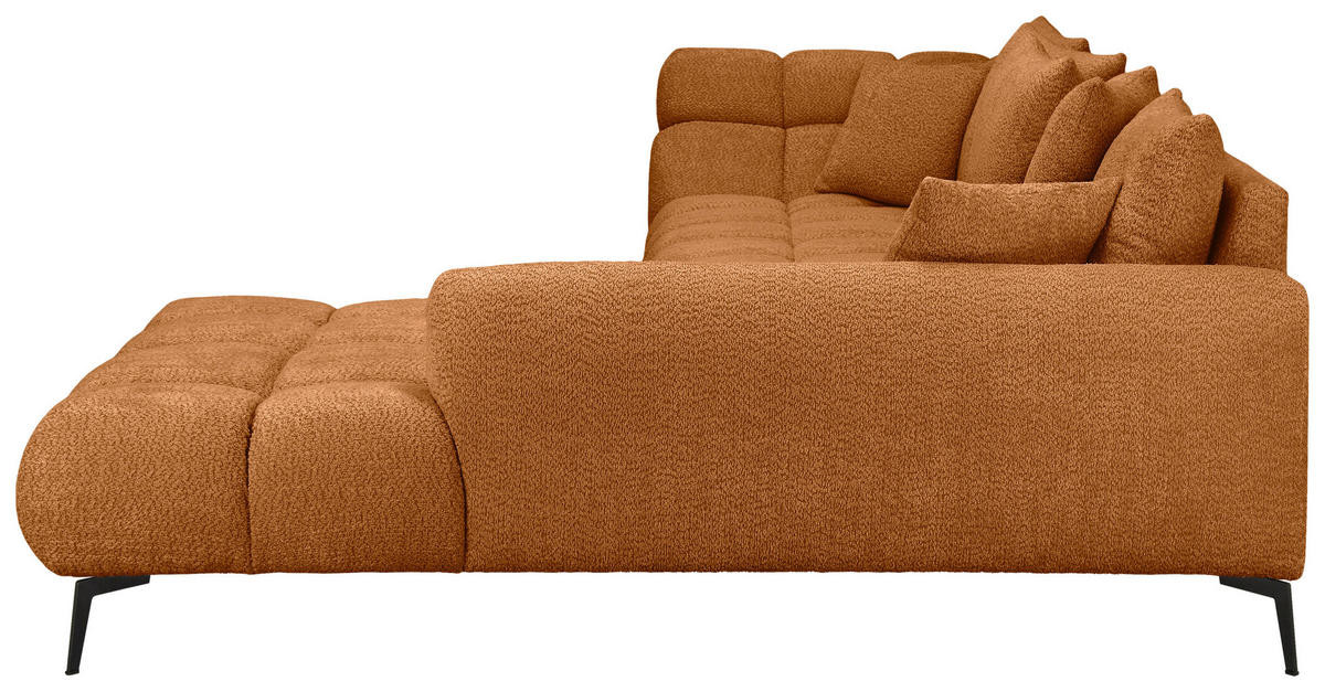 ECKSOFA 318/217 cm  in Bouclé Kupferfarben Zierkissen, Rückenkissen, Rücken echt  318/217 cm  - Schwarz/Kupferfarben, MODERN, Textil/Metall (318/217cm) - Carryhome