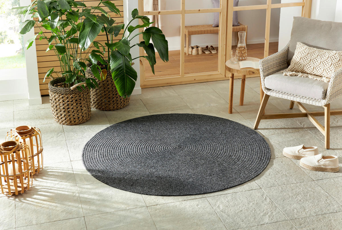 OUTDOORTEPPICH 150 cm Braided Anthrazit  - Anthrazit, Design, Kunststoff (150cm)