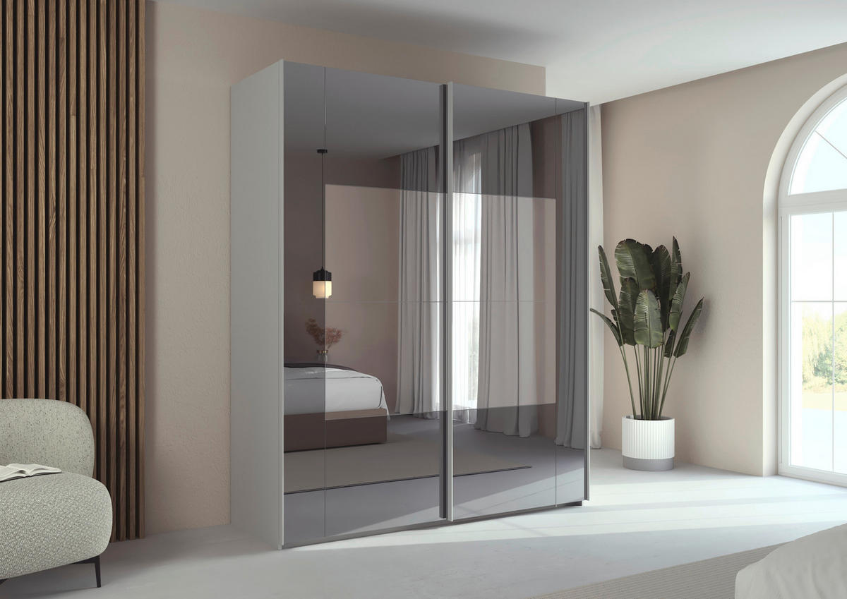 SCHWEBETÜRENSCHRANK 181/223/68 cm 2-türig Seidengrau  - Seidengrau, Design, Glas/Holzwerkstoff (181/223/68cm) - Xora