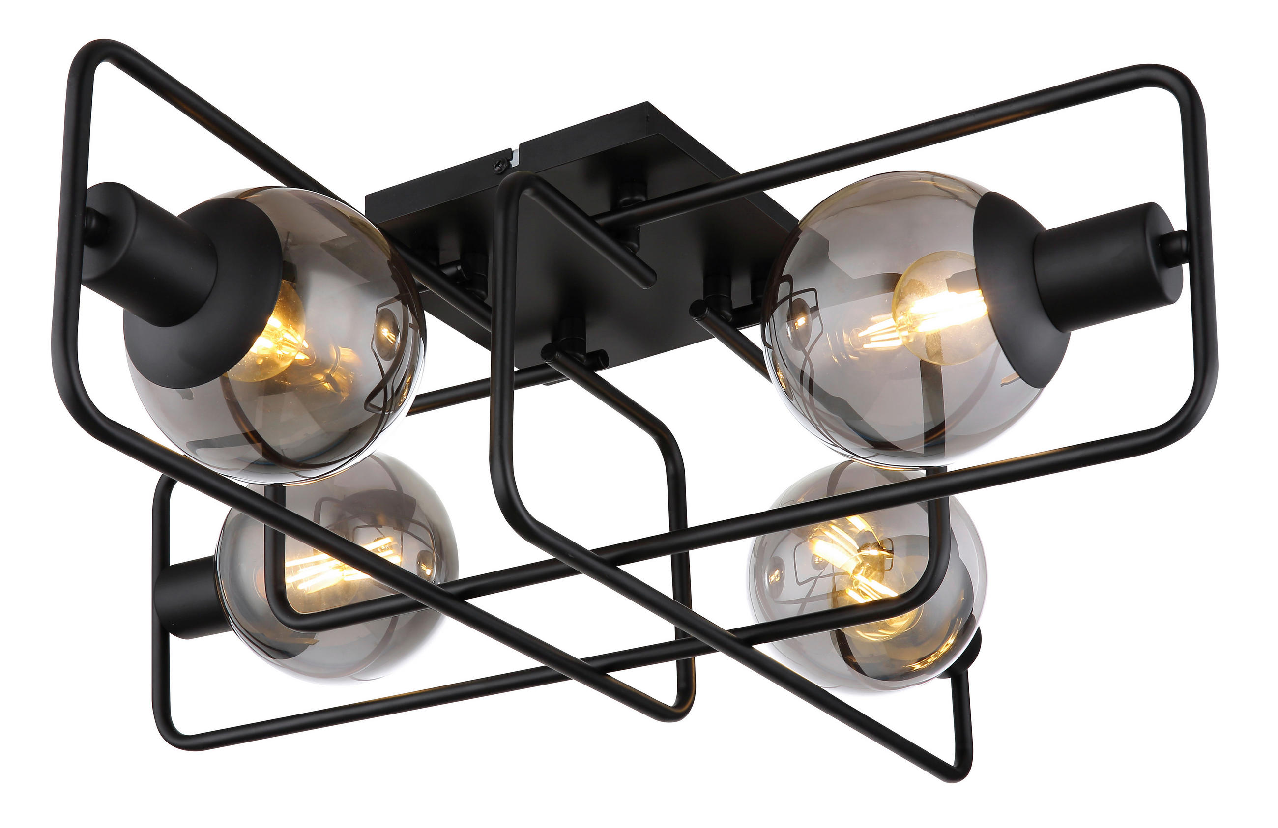 DECKENLEUCHTE 61/61/20 cm   - Schwarz, Design, Glas/Metall (61/61/20cm) - Globo