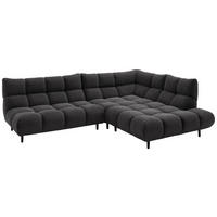 ECKSOFA Ottomane rechts, Eckteil  Mokka Feincord  - Schwarz/Mokka, Design, Holz/Textil (288/215cm) - Pure Home Lifestyle