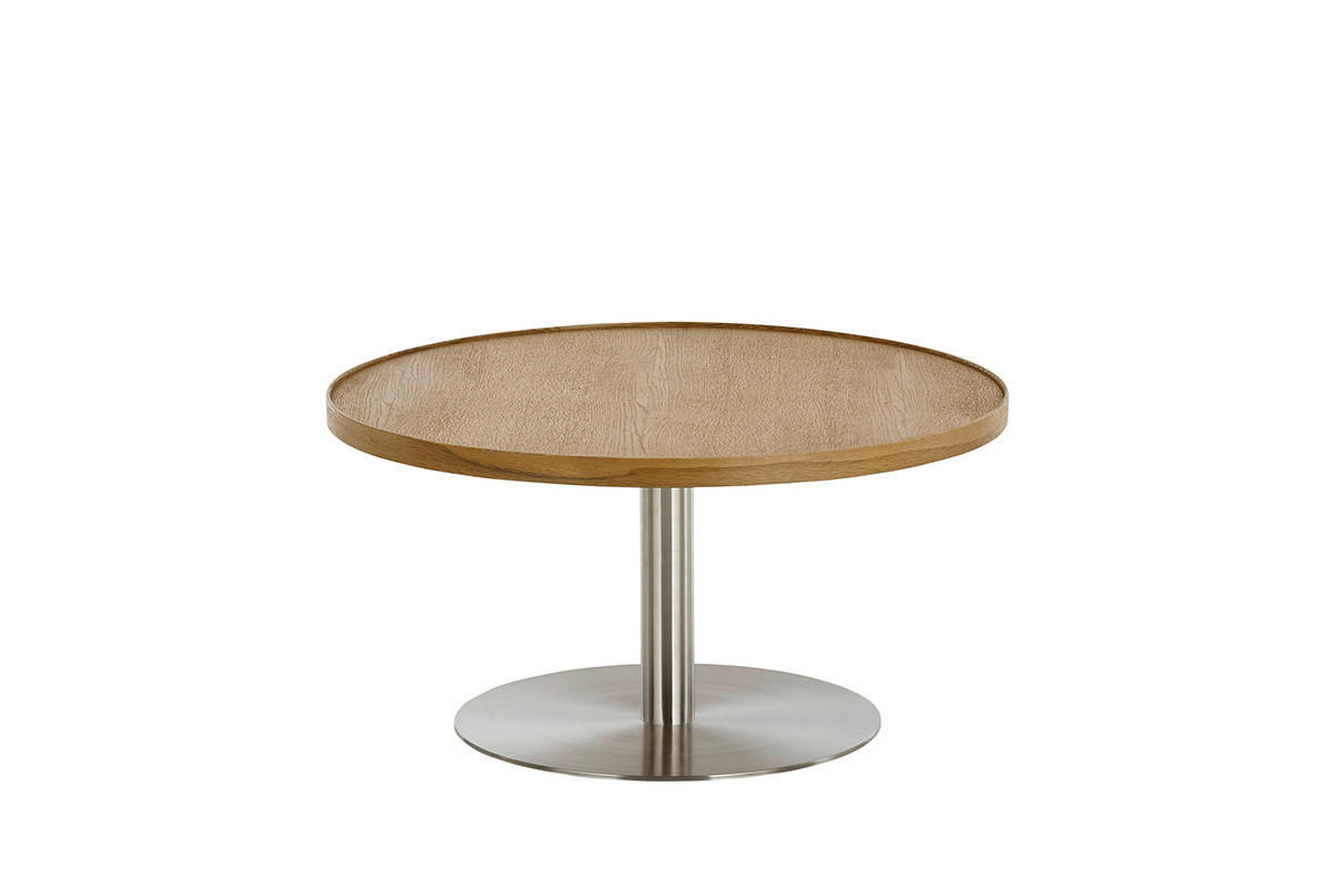 COUCHTISCH Holz, Metall, Holzwerkstoff 80/80/40 cm  - Edelstahlfarben/Eichefarben, Design, Holz/Holzwerkstoff (80/80/40cm) - Novel