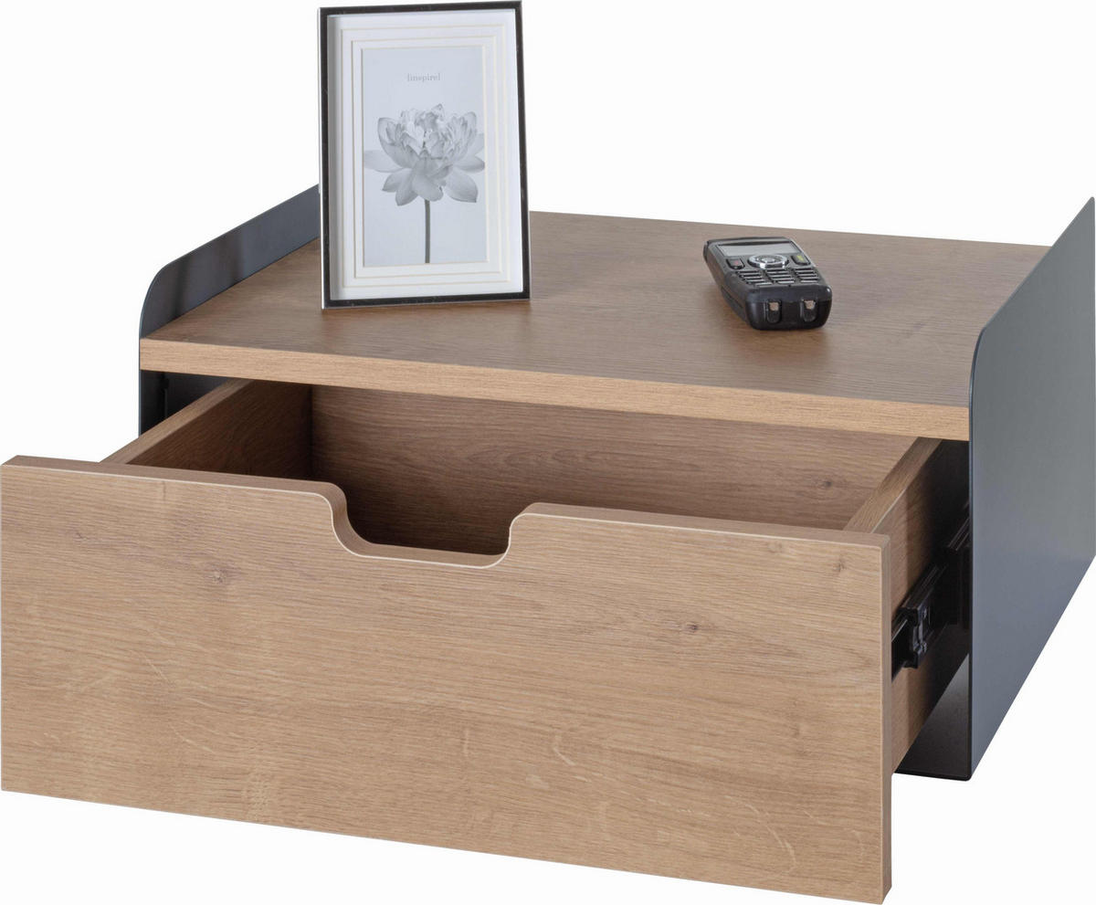 NACHTSCHRANK 40/20/30 cm  - Eichefarben/Anthrazit, MODERN, Holzwerkstoff/Metall (40/20/30cm)