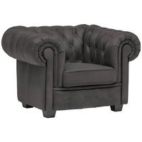 CHESTERFIELD-SESSEL in Lederlook Dunkelgrau  - Wengefarben/Dunkelgrau, Lifestyle, Holz/Textil (115/76,5/96cm) - Landscape