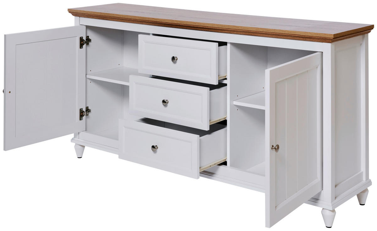 SIDEBOARD Cottage  in 150/80,5/40 cm  - Eichefarben/Alufarben, KONVENTIONELL, Holzwerkstoff/Metall (150/80,5/40cm)