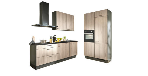ECKKÜCHE 220/120 cm in Graphitfarben, Schwarz, Tannenholzfarben - Chromfarben/Tannenholzfarben, Design, Holzwerkstoff/Metall (220/120cm) - Xora