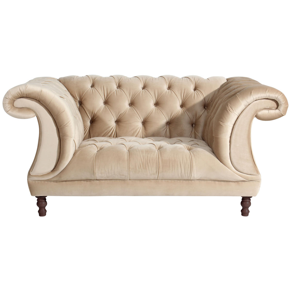 CHESTERFIELD-SESSEL - Sandfarben/Nussbaumfarben, Design, Holz/Textil (167/80/100cm) - Max Winzer