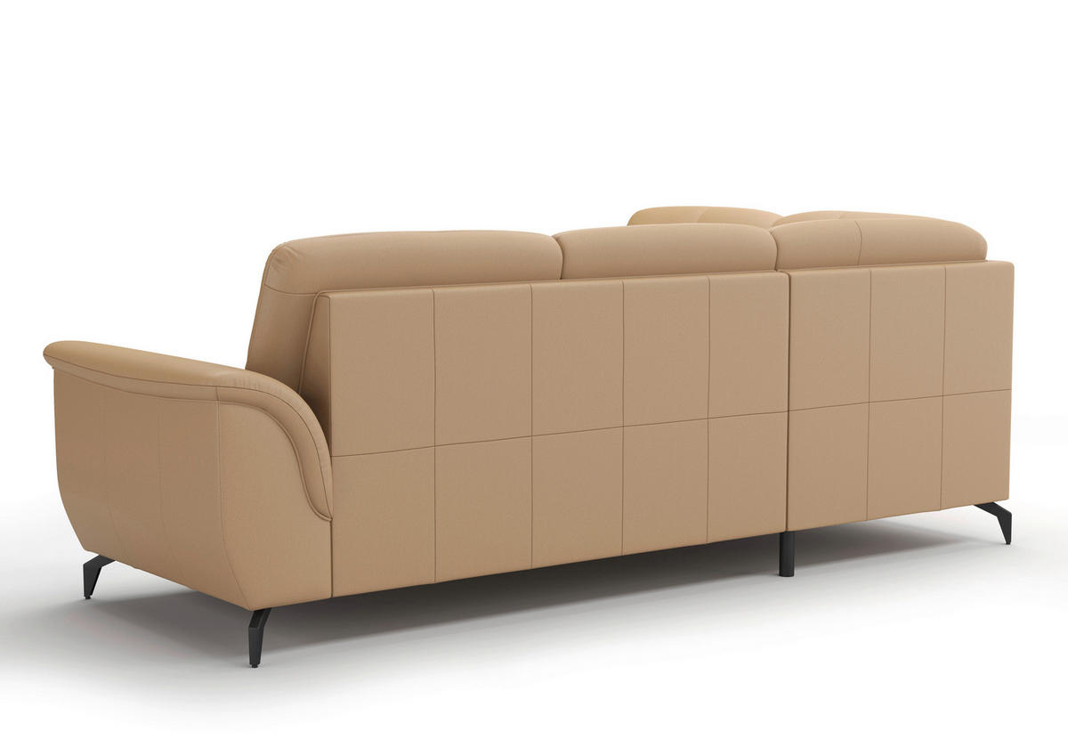 ECKSOFA in Echtleder Cappuccino  212/244 cm  - Schwarz/Cappuccino, MODERN, Leder/Metall (212/244cm) - Sit & More