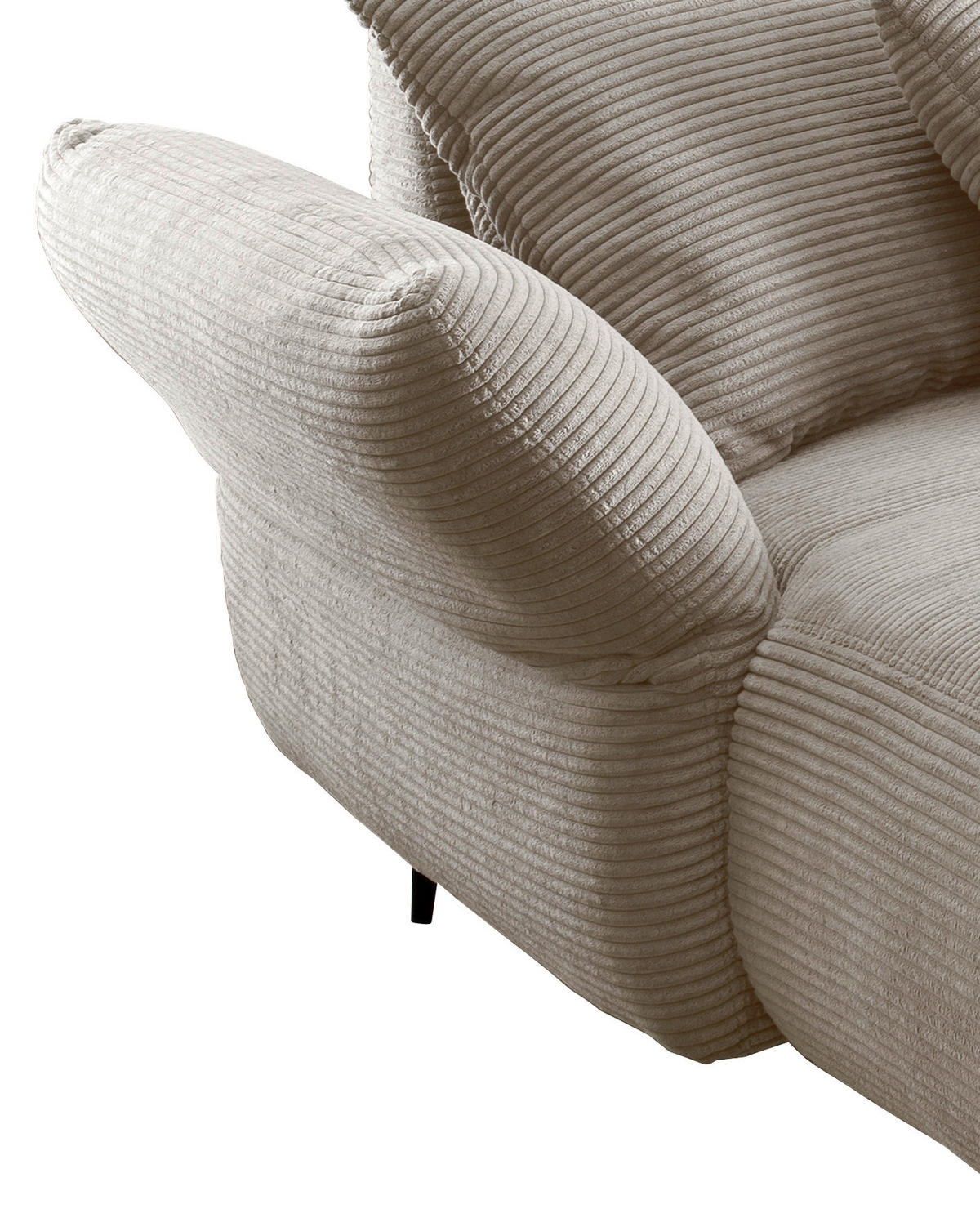 ECKSOFA Beige Cord  - Beige/Schwarz, Design, Textil/Metall (178/264-302cm) - Livetastic