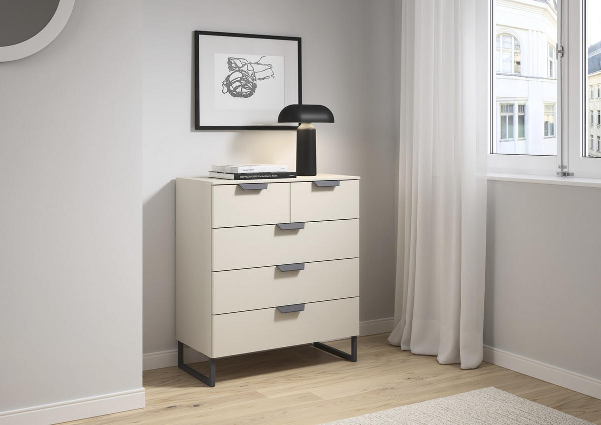 KOMMODE  in 80/81/42 cm  - Champagner/Dunkelgrau, Design, Holzwerkstoff/Metall (80/81/42cm) - Carryhome