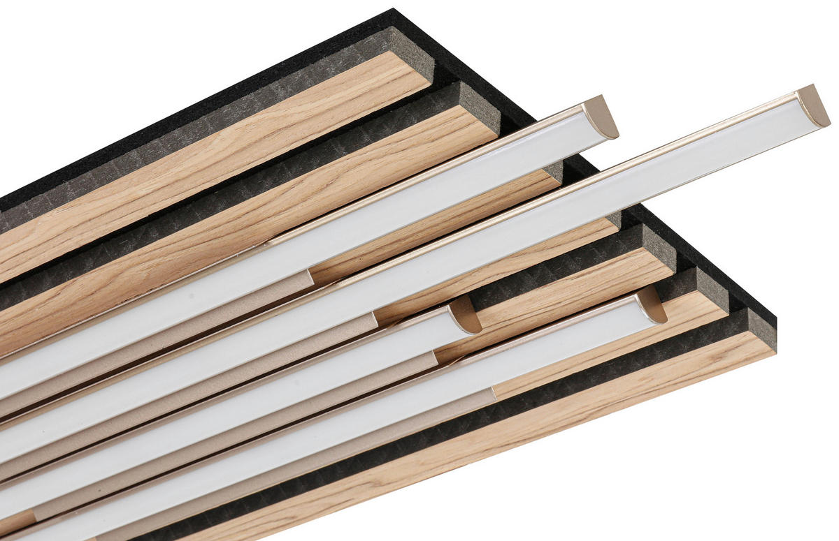 DECKENLEUCHTE    70/26,5/7 cm  - Eichefarben/Schwarz, Trend, Holzwerkstoff/Kunststoff (70/26,5/7cm) - Novel