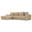 ECKSOFA in Cord Beige  182/302 cm  - Beige/Schwarz, MODERN, Kunststoff/Textil (182/302cm) - Carryhome