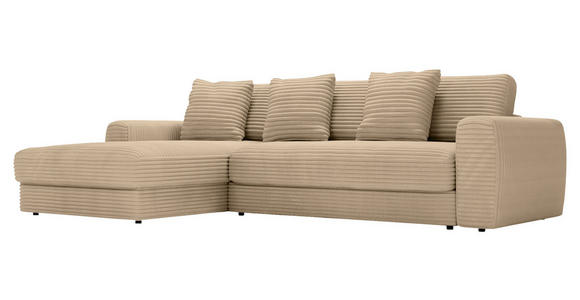 ECKSOFA in Cord Beige  182/302 cm  - Beige/Schwarz, MODERN, Kunststoff/Textil (182/302cm) - Carryhome
