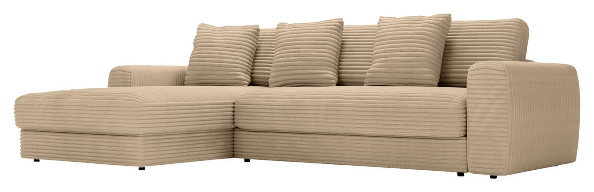 ECKSOFA in Cord Beige  - Beige/Schwarz, Modern, Kunststoff/Textil (182/302cm) - Carryhome