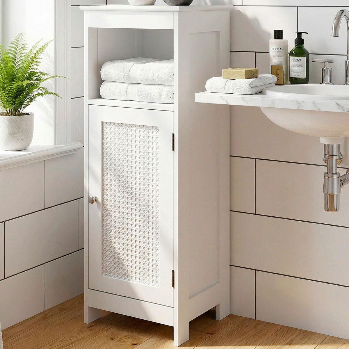 Dulap Mediu 30/80/28 cm  - argintiu/alb, Design, metal/material pe bază de lemn (30/80/28cm) - Livetastic