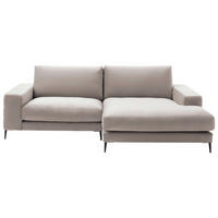 ECKSOFA in Velours Sandfarben  - Sandfarben/Schwarz, Design, Textil/Metall (253/177cm) - Dieter Knoll