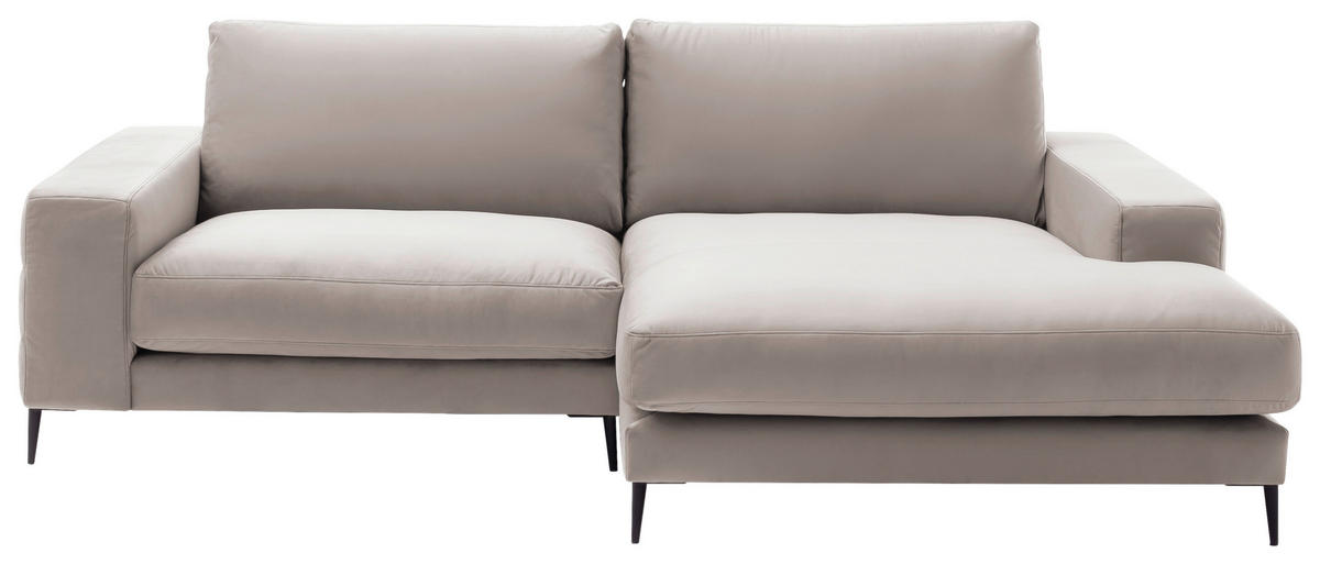 ECKSOFA in Velours Sandfarben  - Sandfarben/Schwarz, Design, Textil/Metall (253/177cm) - Dieter Knoll