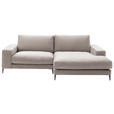 ECKSOFA in Velours Sandfarben  253/177 cm  - Sandfarben/Schwarz, Design, Textil/Metall (253/177cm) - Dieter Knoll