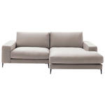 ECKSOFA in Velours Sandfarben  253/177 cm  - Sandfarben/Schwarz, Design, Textil/Metall (253/177cm) - Dieter Knoll