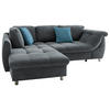 ECKSOFA in Mikrofaser Anthrazit, Blau  - Chromfarben/Blau, Design, Kunststoff/Textil (190/250cm) - Livetastic