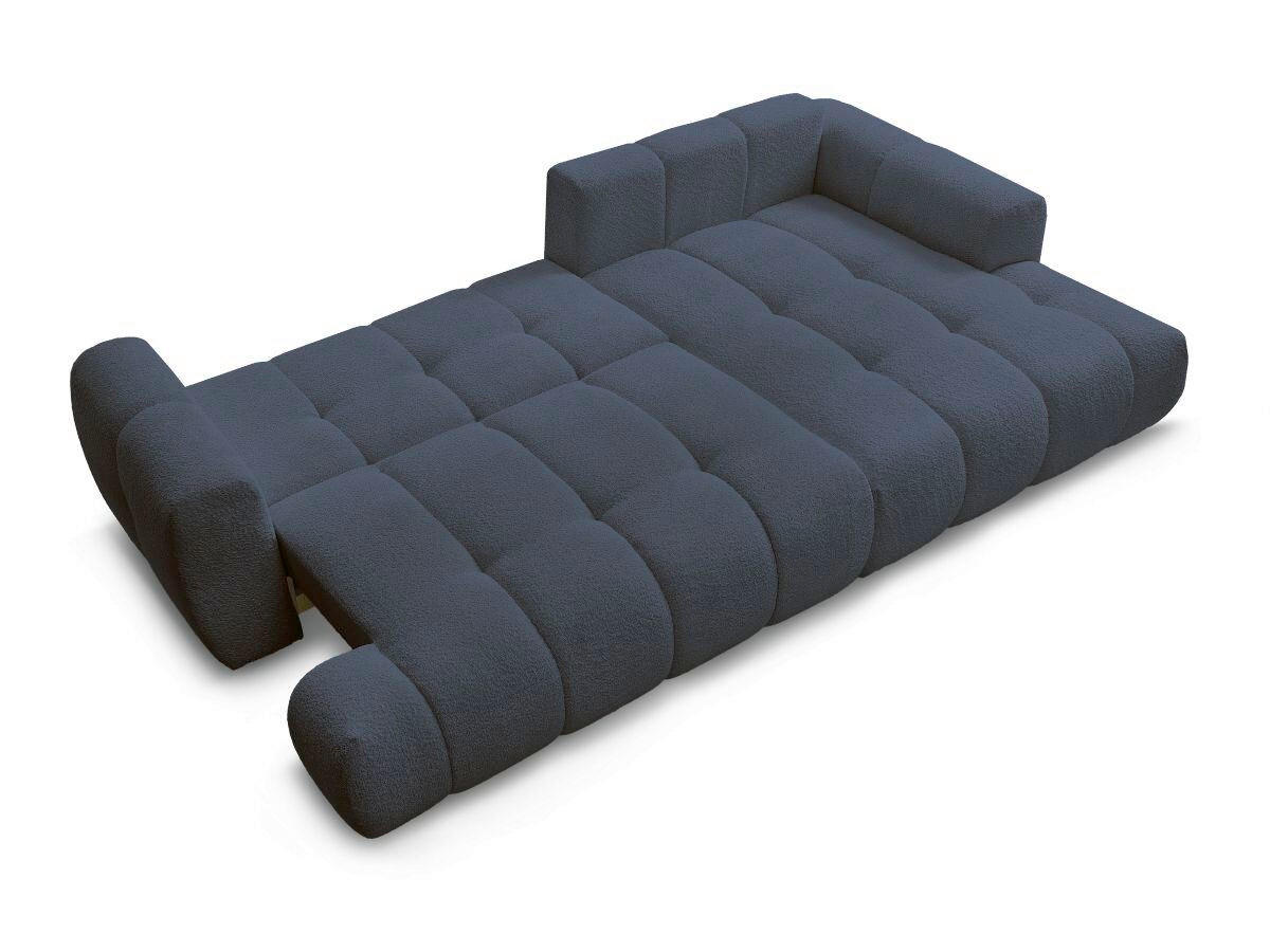 ECKSCHLAFSOFA FUJI Bouclé Dunkelblau  inkl.  - Schwarz/Dunkelblau, MODERN, Kunststoff/Textil (292/160cm)