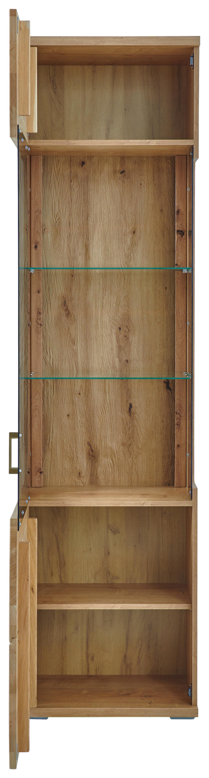 VITRINE in massiv Eiche Alteiche  - Alteiche/Silberfarben, Konventionell, Glas/Holz (55/208,6/37,4cm) - Livetastic