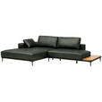 ECKSOFA  in Echtleder Anthrazit  201/304 cm  - Anthrazit/Schwarz, Design, Leder/Metall (201/304cm) - Belluti