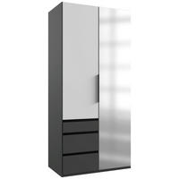 DREHTÜRENSCHRANK in Graphitfarben, Weiss  - Weiss/Schwarz, Konventionell, Holzwerkstoff/Metall (100/216/58cm) - Hom`in