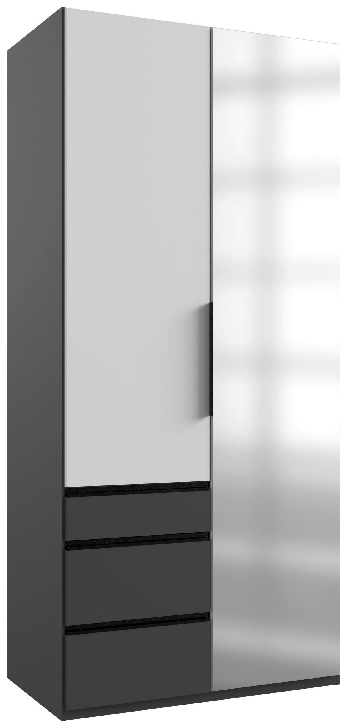 DREHTÜRENSCHRANK in Graphitfarben, Weiss  - Weiss/Schwarz, Konventionell, Holzwerkstoff/Metall (100/216/58cm) - Hom`in