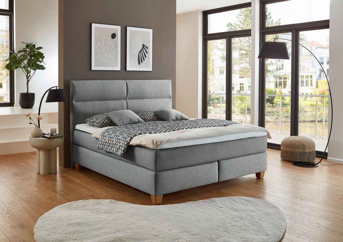 BOXSPRINGBETT 180/200 cm  in Grau  - Naturfarben/Grau, MODERN, Holz/Textil (180/200cm) - Beldomo - Sleep