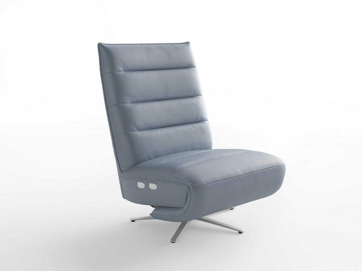 RELAXSESSEL Leder Graublau  - Graublau/Silberfarben, Basics, Leder/Metall (80/109/98cm) - Sit & More