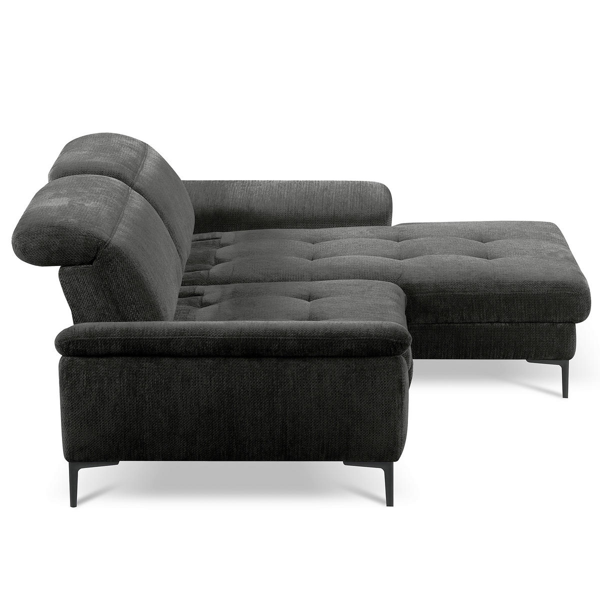 ECKSOFA  Webstoff Schwarz  - Schwarz, Design, Textil/Metall (268/195cm) - Livetastic