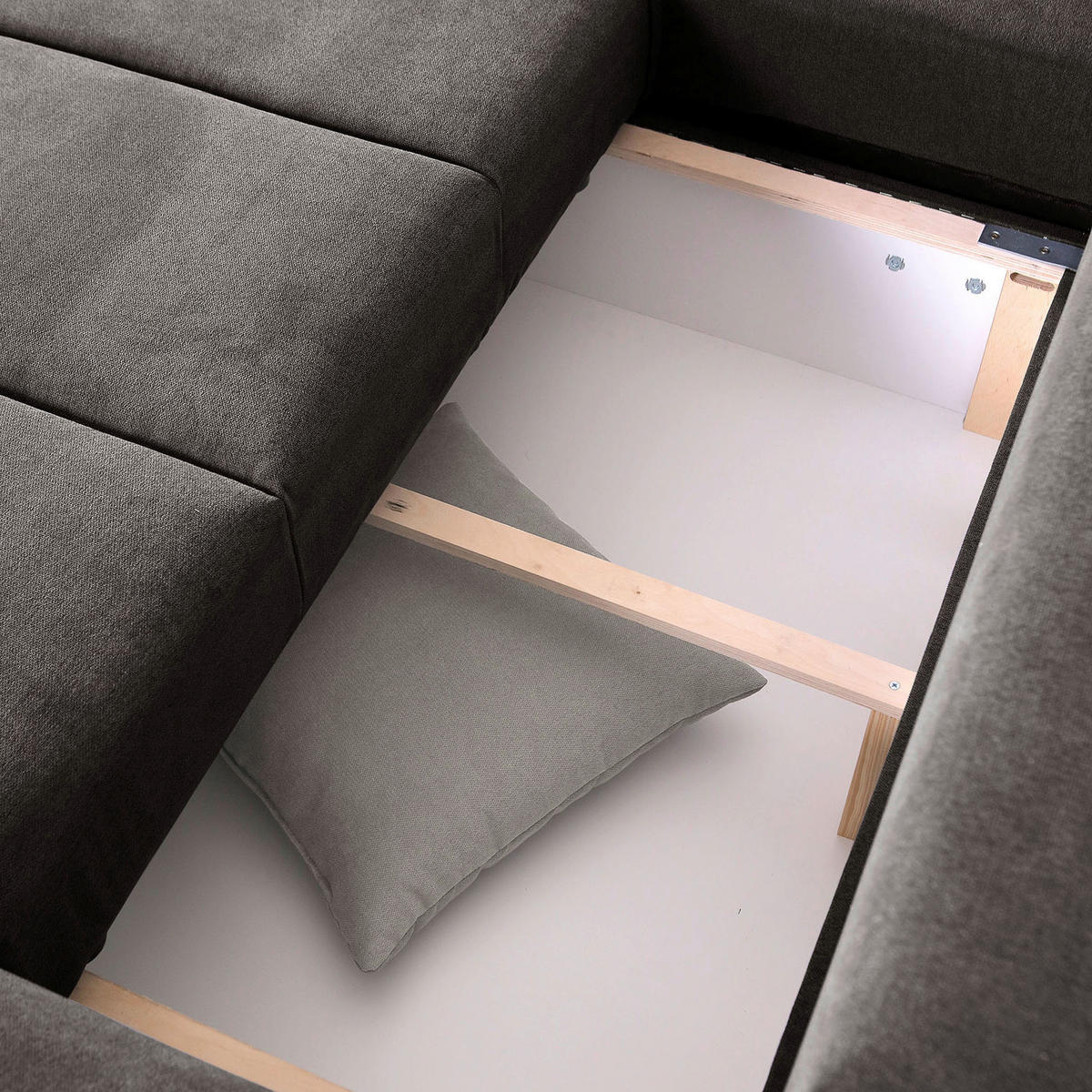 ECKSOFA in Flachgewebe Schlammfarben  - Chromfarben/Hellbraun, Konventionell, Textil/Metall (175/270cm) - MID.YOU