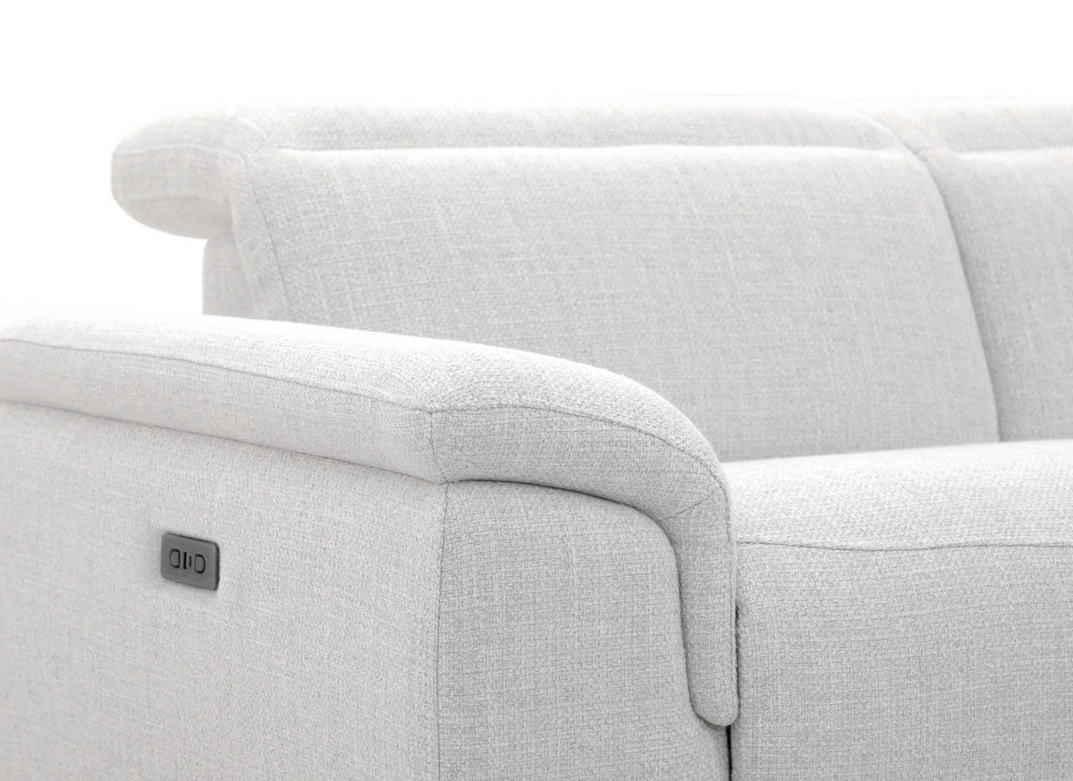 ECKSOFA inkl. Funktionen Hellgrau Leinenoptik  - Schwarzchrom/Hellgrau, Design, Holz/Kunststoff (270/75/171cm) - Xora