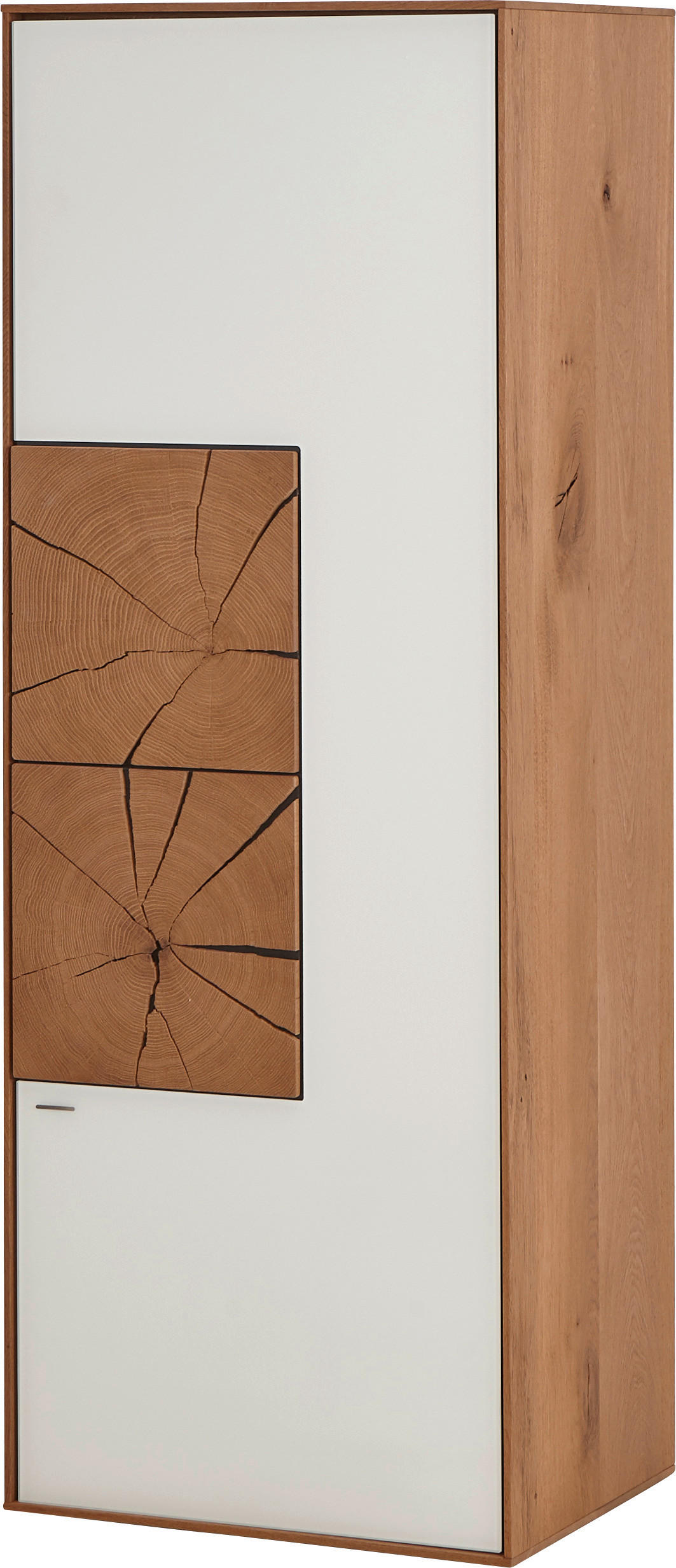 HÄNGEELEMENT Lago Kerneiche vollmassiv Weiß, Eichefarben  - Eichefarben/Weiß, Design, Glas/Holz (50/136,5/39cm) - Valnatura