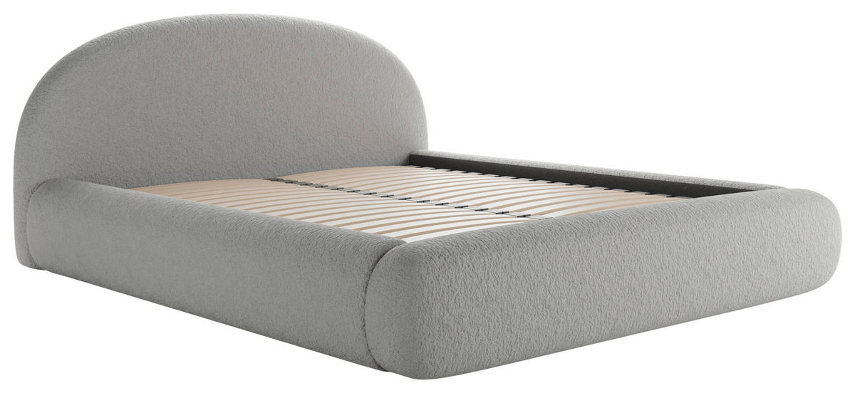 POLSTERBETT 140/200 cm,  in Hellgrau, gepolstertes Kopfteil, Lattenrost, Bettkasten,  - Hellgrau/Schwarz, Design, Holz/Textil (140/200cm) - Chameo
