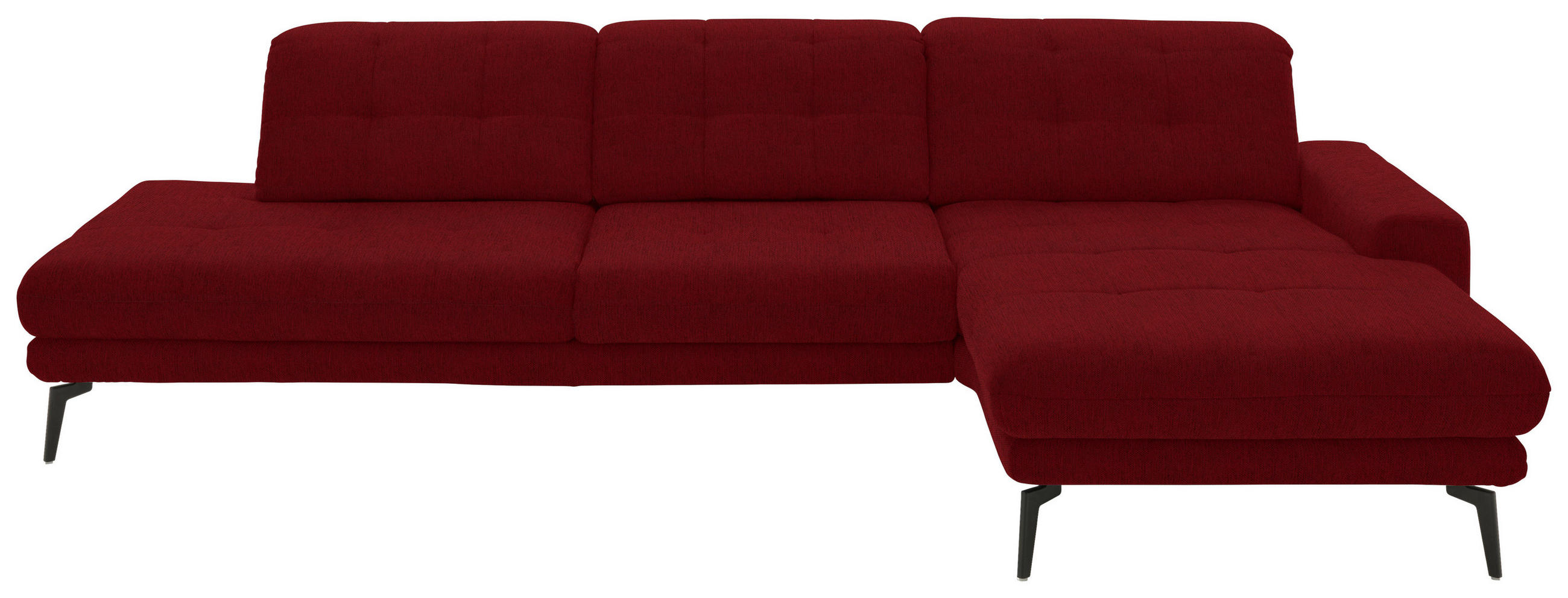 ECKSOFA in Flachgewebe Kirschrot  - Schwarz/Kirschrot, Design, Textil/Metall (309/190cm) - Beldomo Style