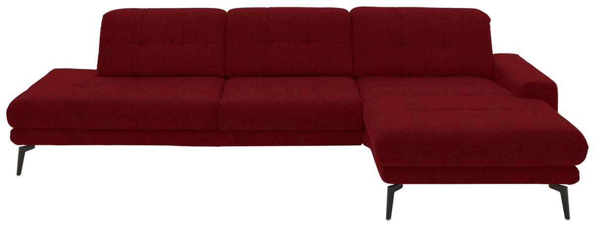 ECKSOFA in Flachgewebe Kirschrot  - Schwarz/Kirschrot, Design, Textil/Metall (309/190cm) - Beldomo Style