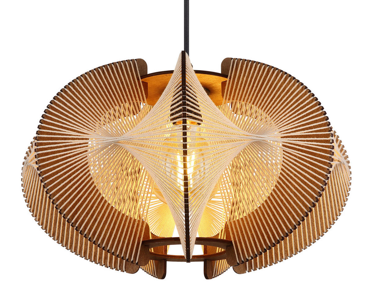 HÄNGELEUCHTE Sakura 44/150 cm  - Dunkelbraun/Schwarz, Design, Naturmaterialien/Holzwerkstoff (44/150cm) - Globo