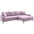 ECKSOFA  in Cord Lila  280/173 cm  - Lila/Schwarz, KONVENTIONELL, Textil/Metall (280/173cm) - Hom`in