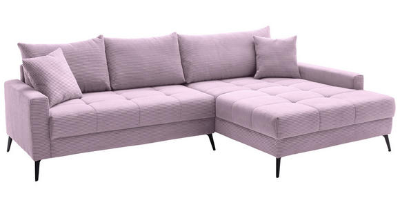 ECKSOFA  in Cord Lila  280/173 cm  - Lila/Schwarz, KONVENTIONELL, Textil/Metall (280/173cm) - Hom`in