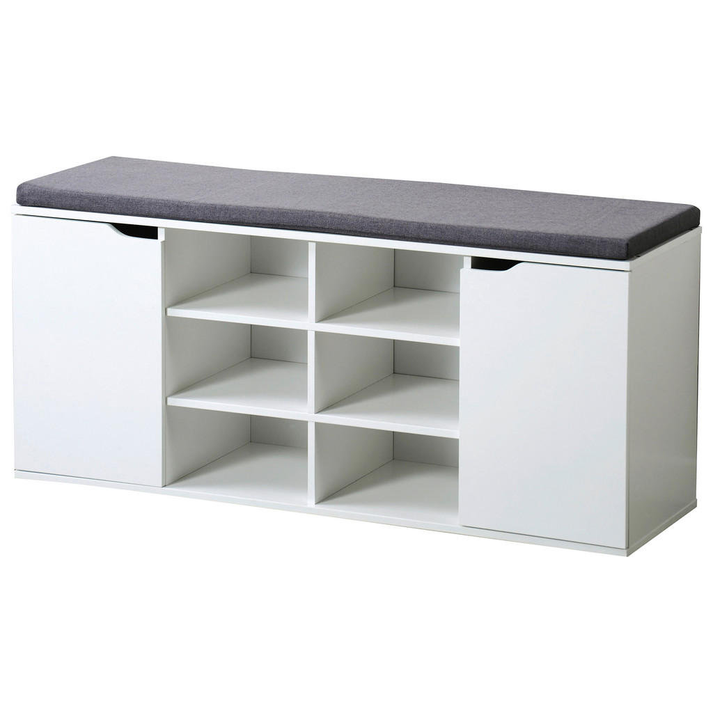 Schuhschrank Weiß/Grau Mit Sitzkissen B: 103 cm