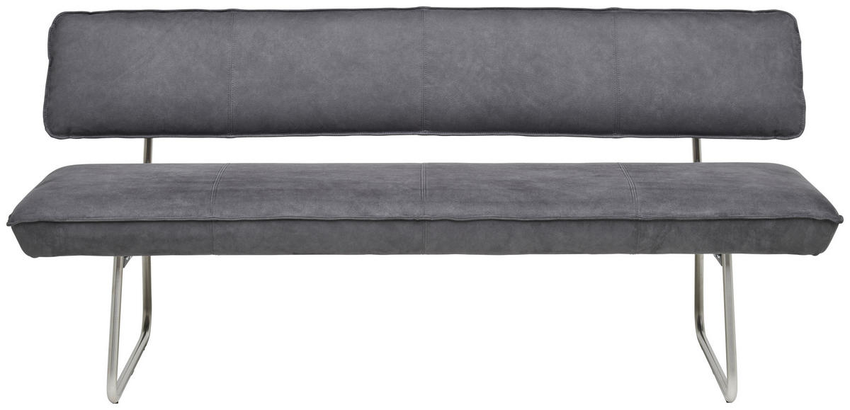 SITZBANK in Metall, Textil Edelstahlfarben, Anthrazit  - Edelstahlfarben/Anthrazit, Design, Textil/Metall (200/87/67cm) - Venjakob