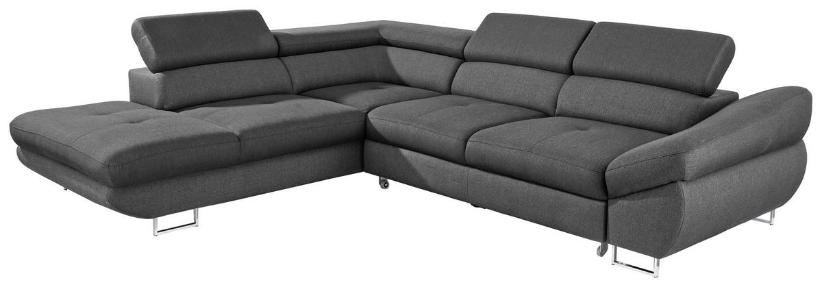 ECKSOFA in Webstoff Dunkelgrau  - Dunkelgrau, Design, Textil/Metall (235/280cm) - Hom`in