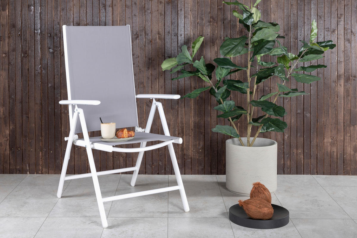 UTESTOLAR SET i metall, textil grå, vit  - vit/grå, Klassisk, metall/textil (55/108/62cm) - Gardenson