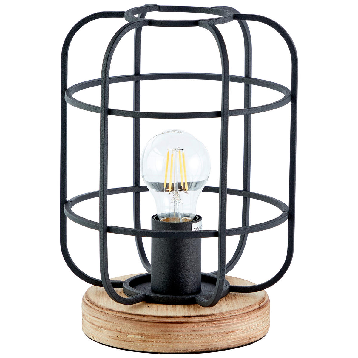 TISCHLEUCHTE - Schwarz/Braun, Design, Holz/Metall (20/26,5cm) - Brilliant