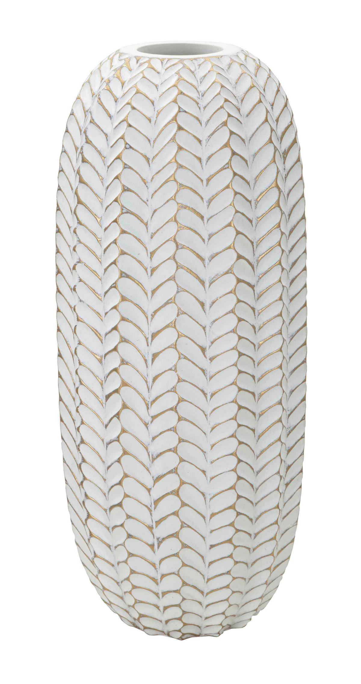 Vase Resina Leaf  - Goldfarben/Weiß, Basics, Kunststoff (18.5/46/18.5cm)