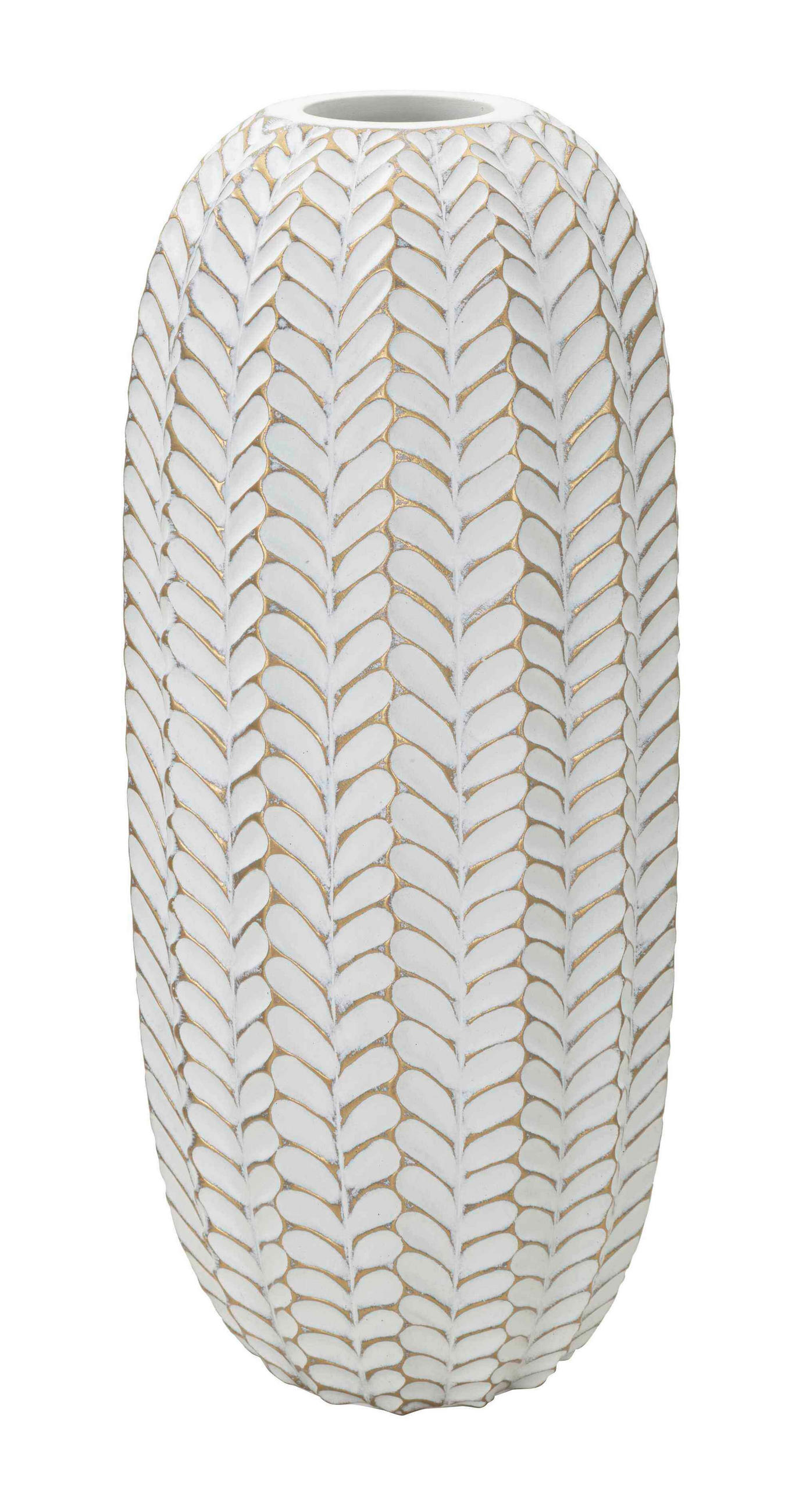 Mauro Ferretti Vase Weiß, Gold 18.5x46x18.5 cm
